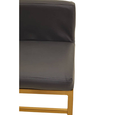 Baina Dark Grey Leather Effect Bar Chair with Gold Finish Base