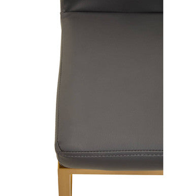 Baina Dark Grey Leather Effect Bar Chair with Gold Finish Base