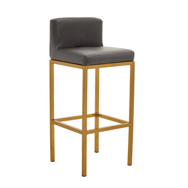Baina Dark Grey Leather Effect Bar Chair with Gold Finish Base