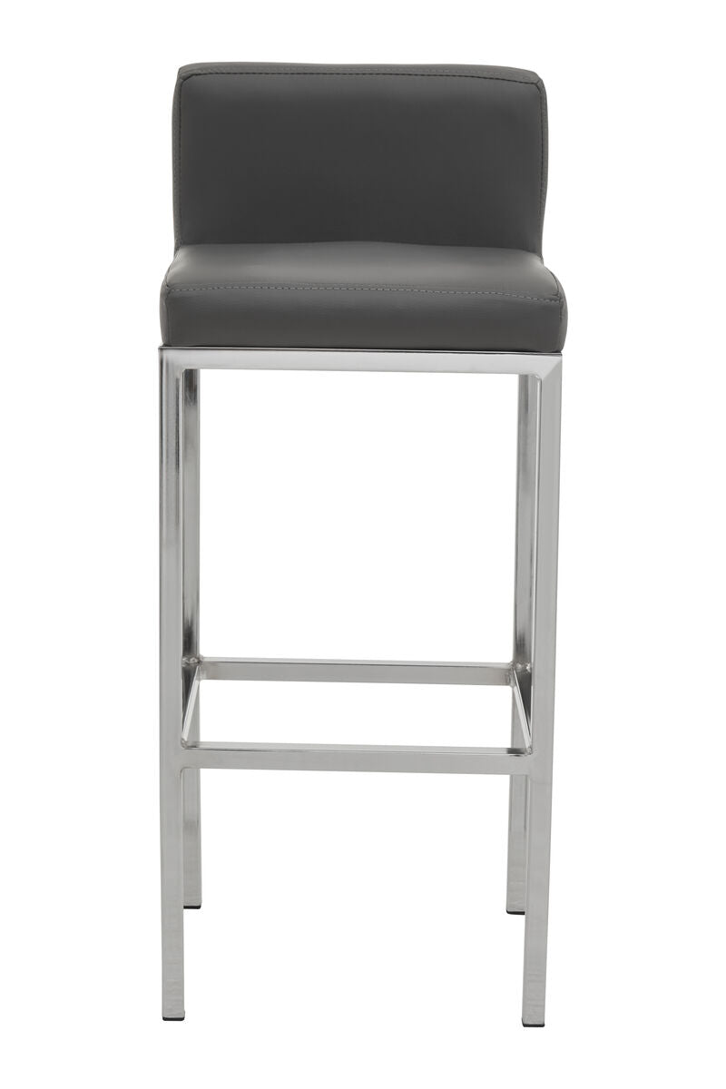 Baina Dark Grey Leather Effect Bar Chair with Chrome Finish Base
