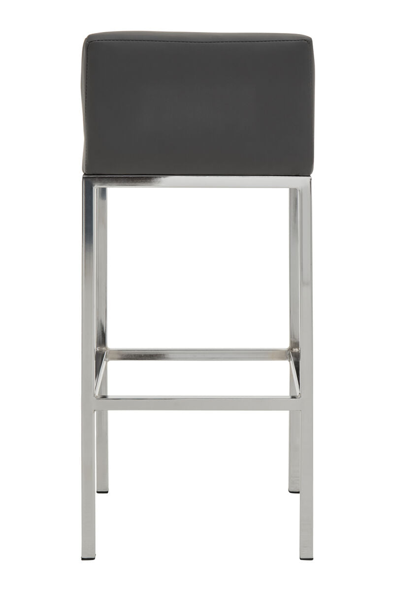 Baina Dark Grey Leather Effect Bar Chair with Chrome Finish Base