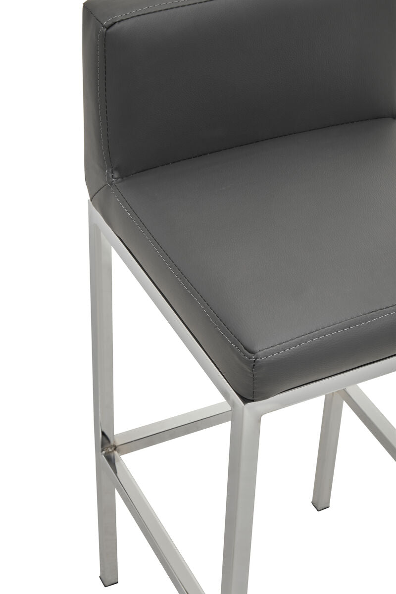 Baina Dark Grey Leather Effect Bar Chair with Chrome Finish Base