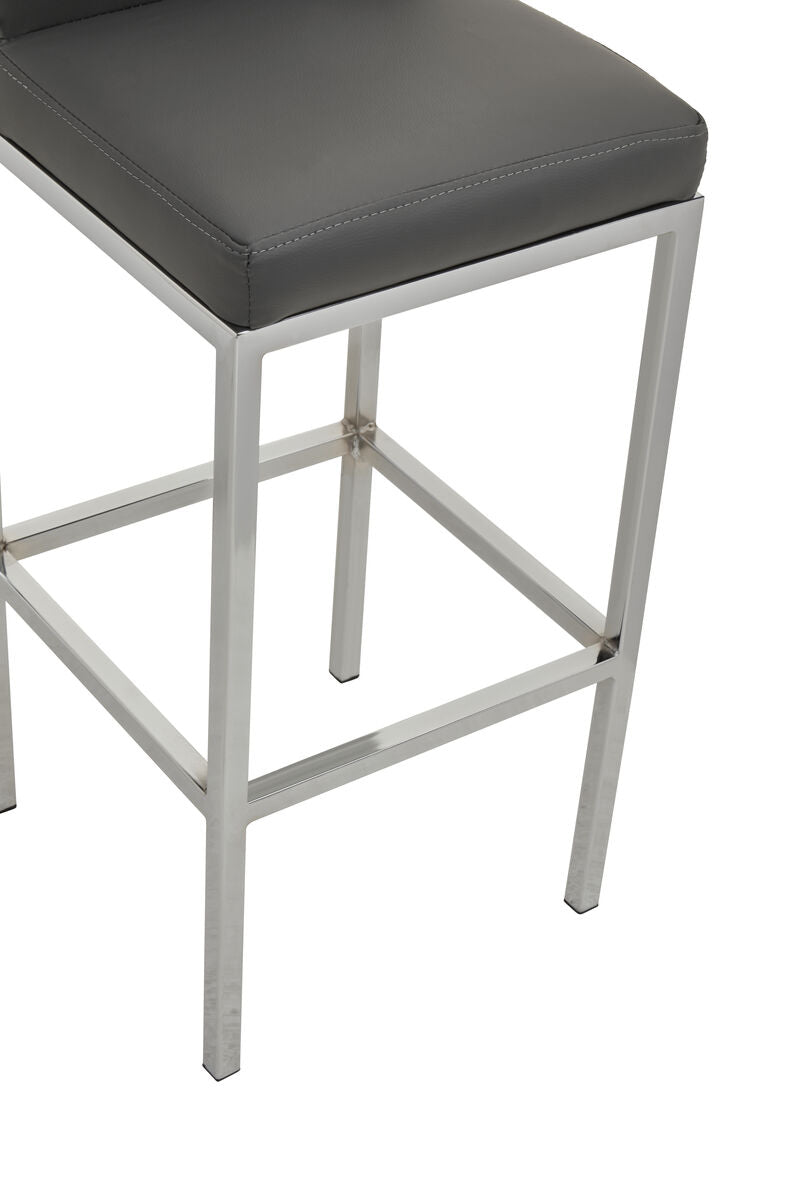 Baina Dark Grey Leather Effect Bar Chair with Chrome Finish Base