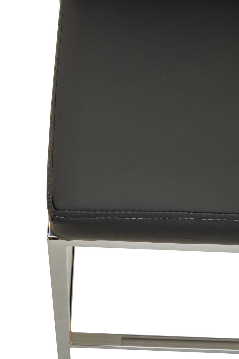 Baina Dark Grey Leather Effect Bar Chair with Chrome Finish Base