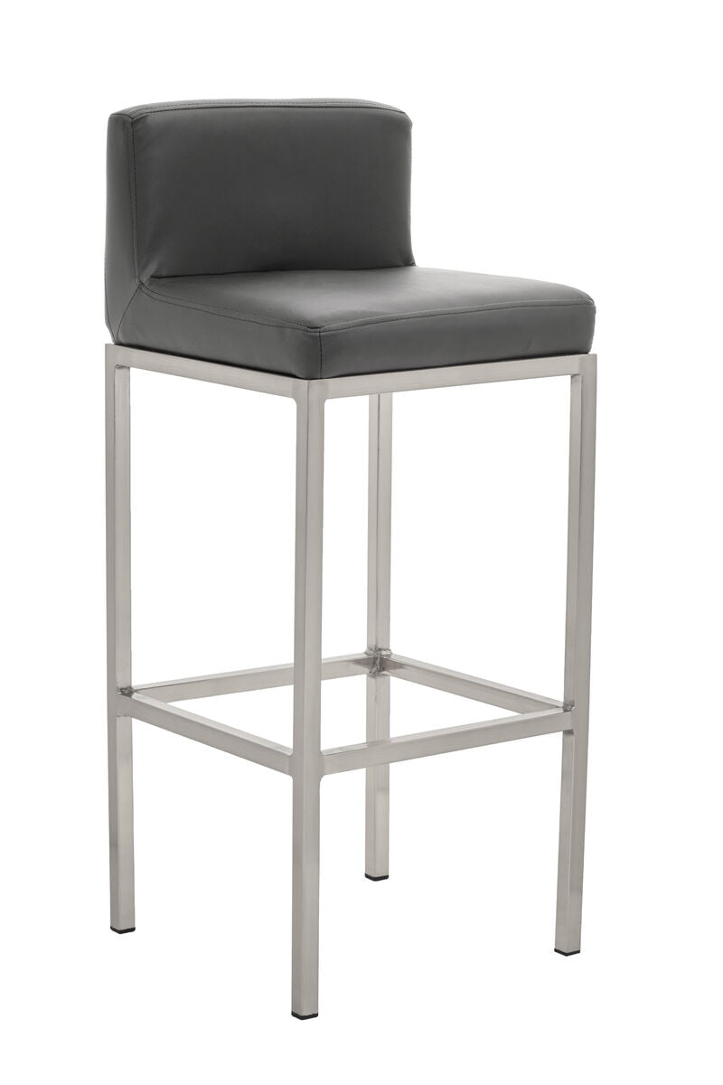 Baina Dark Grey Leather Effect Bar Chair with Chrome Finish Base
