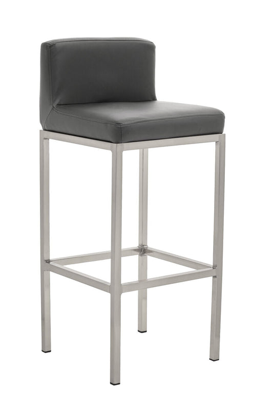 Baina Dark Grey Leather Effect Bar Chair with Chrome Finish Base