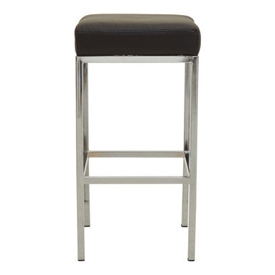 Baina Black Leather Effect Bar Stool with Chrome Finish Base