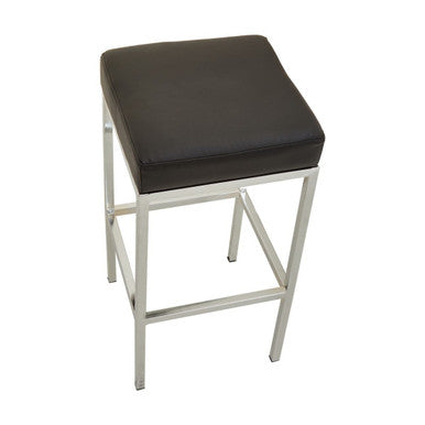 Baina Black Leather Effect Bar Stool with Chrome Finish Base