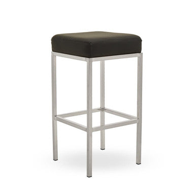 Baina Black Leather Effect Bar Stool with Chrome Finish Base