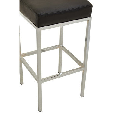 Baina Black Leather Effect Bar Stool with Chrome Finish Base