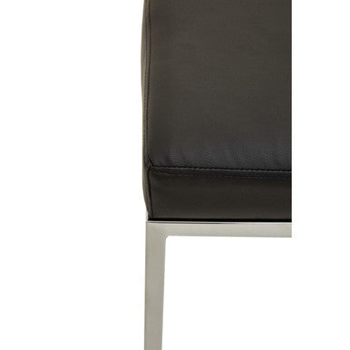 Baina Black Leather Effect Bar Stool with Chrome Finish Base