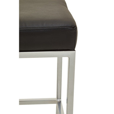 Baina Black Leather Effect Bar Stool with Chrome Finish Base