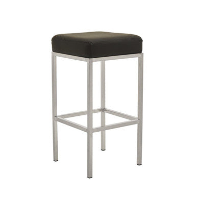 Baina Black Leather Effect Bar Stool with Chrome Finish Base