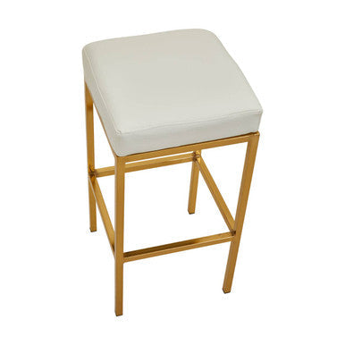 Baina White Leather Effect Bar Stool with Gold Finish Base