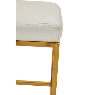 Baina White Leather Effect Bar Stool with Gold Finish Base