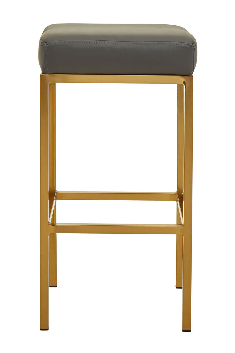 Baina Dark Grey Leather Effect Bar Stool with Gold Finish Base