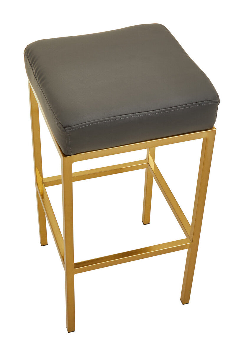 Baina Dark Grey Leather Effect Bar Stool with Gold Finish Base