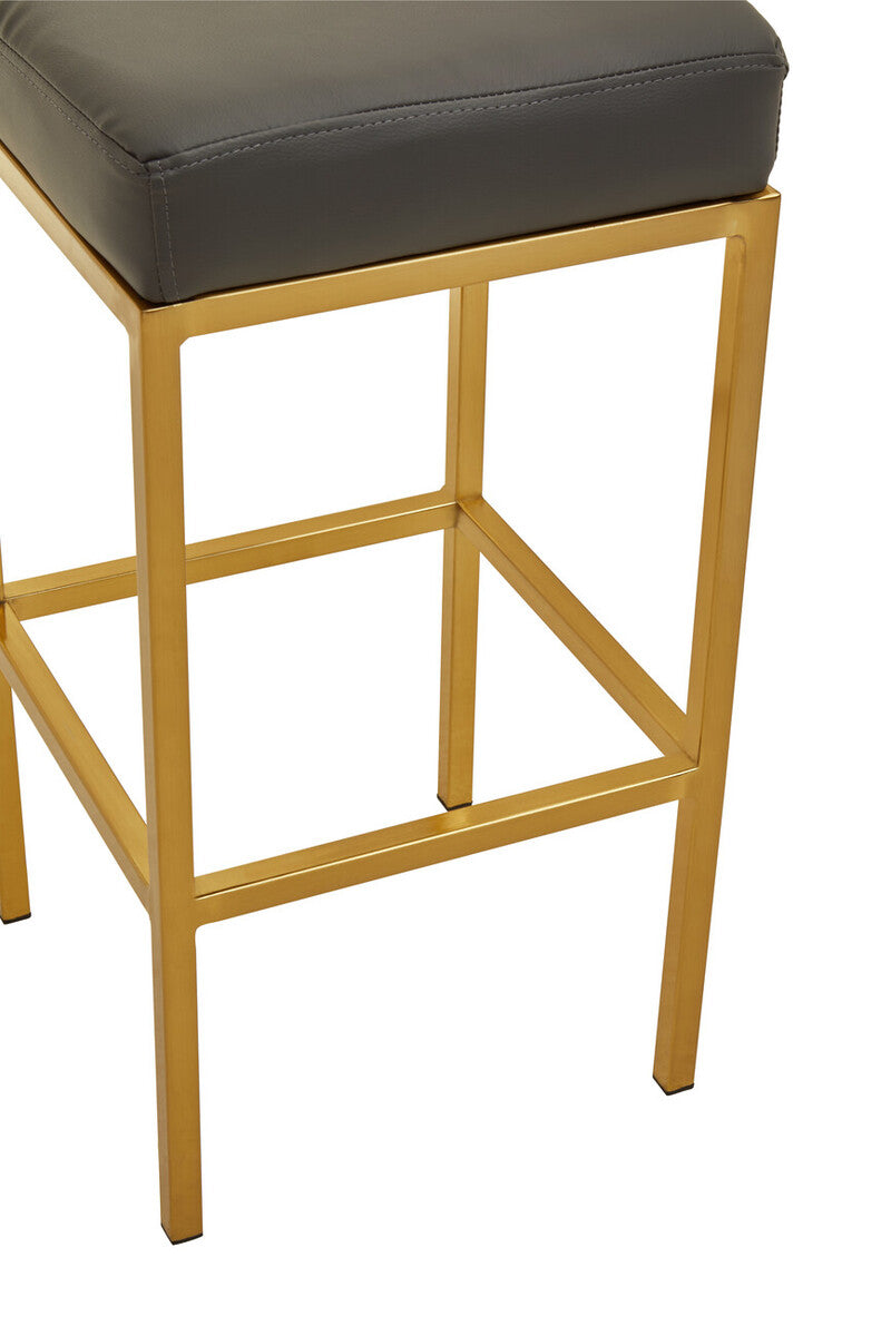 Baina Dark Grey Leather Effect Bar Stool with Gold Finish Base