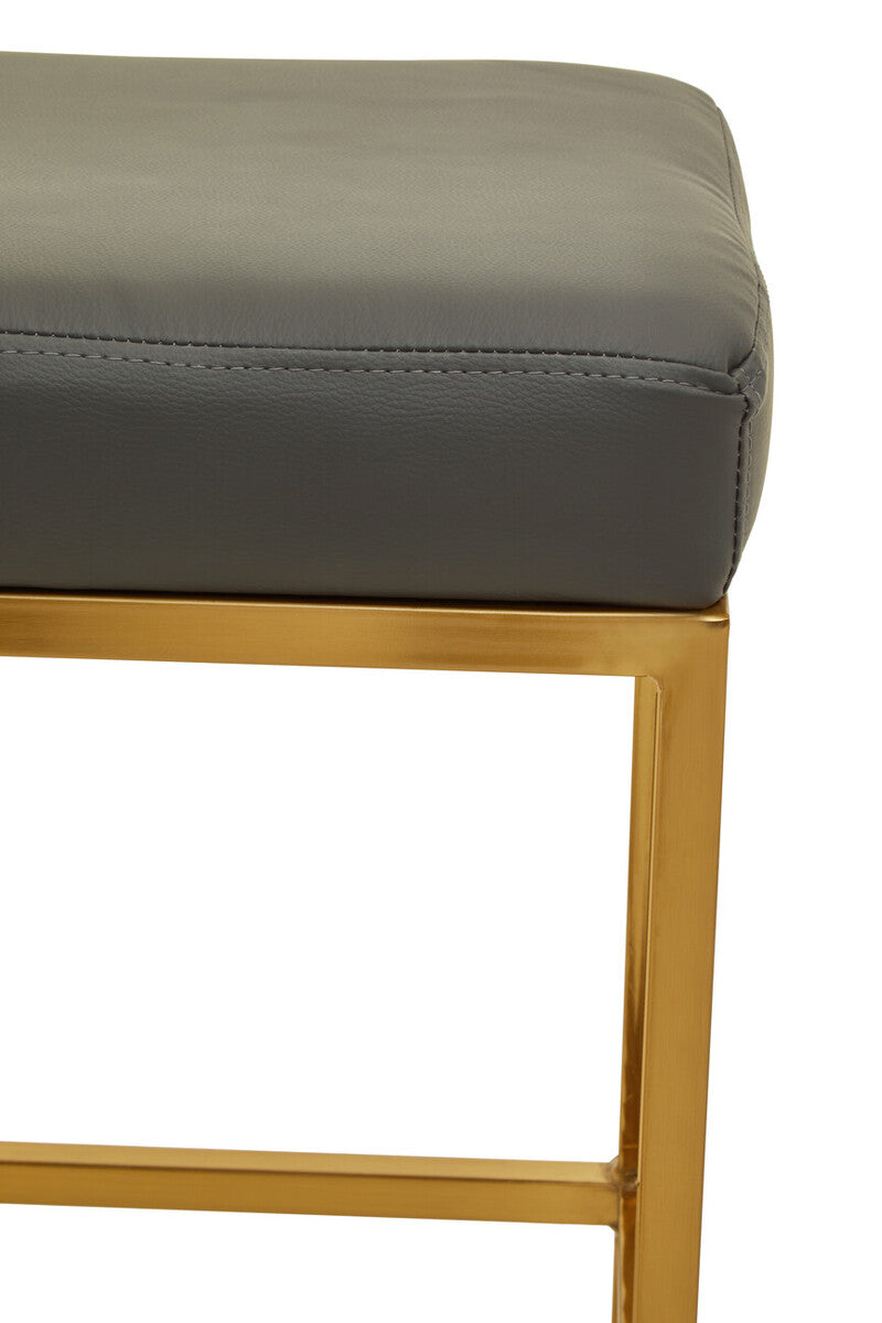 Baina Dark Grey Leather Effect Bar Stool with Gold Finish Base