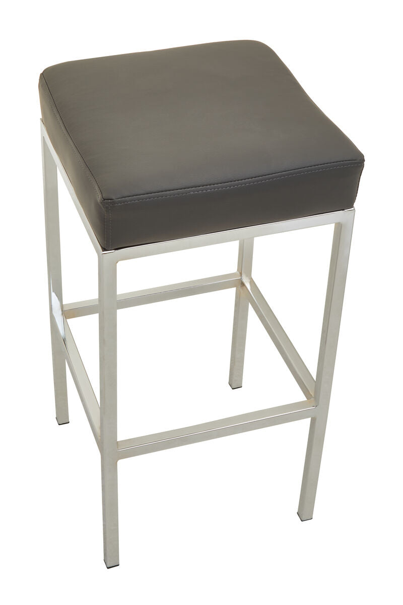 Baina Dark Grey Leather Effect Bar Stool with Chrome Finish Base