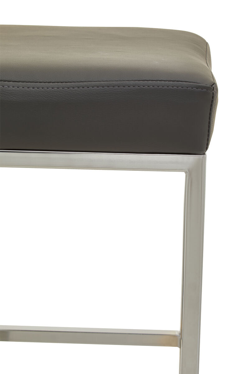 Baina Dark Grey Leather Effect Bar Stool with Chrome Finish Base