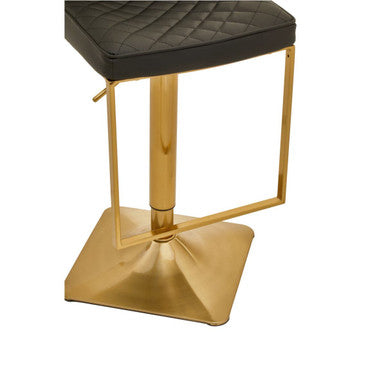 Baina Black Leather Effect Adjustable Bar Chair with Gold Finish Base