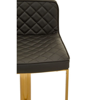 Baina Black Leather Effect Adjustable Bar Chair with Gold Finish Base