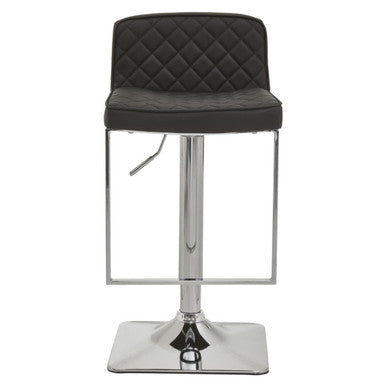 Baina Black Leather Effect Adjustable Bar Chair with Chrome Finish Base
