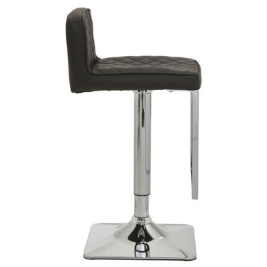 Baina Black Leather Effect Adjustable Bar Chair with Chrome Finish Base