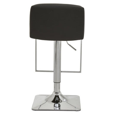 Baina Black Leather Effect Adjustable Bar Chair with Chrome Finish Base