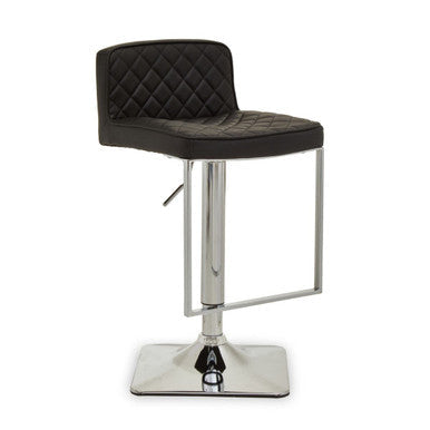 Baina Black Leather Effect Adjustable Bar Chair with Chrome Finish Base