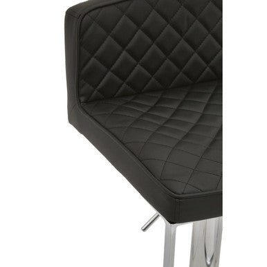 Baina Black Leather Effect Adjustable Bar Chair with Chrome Finish Base