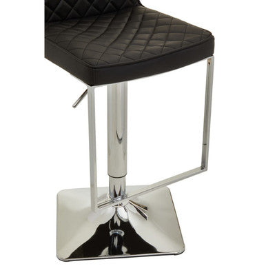Baina Black Leather Effect Adjustable Bar Chair with Chrome Finish Base