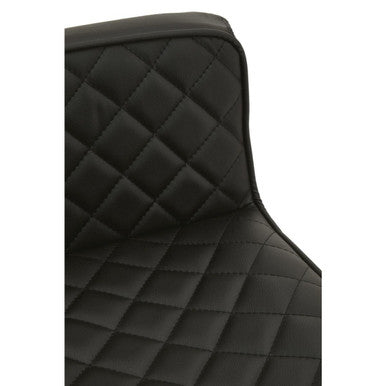 Baina Black Leather Effect Adjustable Bar Chair with Chrome Finish Base