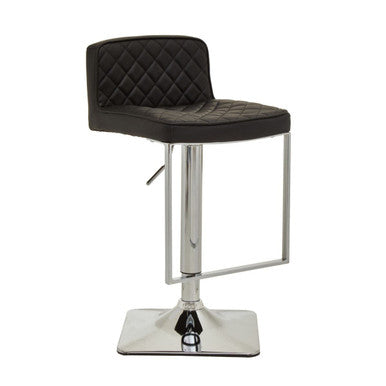 Baina Black Leather Effect Adjustable Bar Chair with Chrome Finish Base