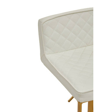 Baina White Leather Effect Adjustable Bar Chair with Gold Square Base