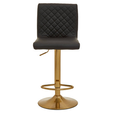 Baina Black Leather Effect Adjustable Bar Chair with Gold Round Base