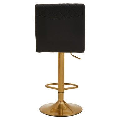 Baina Black Leather Effect Adjustable Bar Chair with Gold Round Base