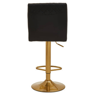 Baina Black Leather Effect Adjustable Bar Chair with Gold Round Base
