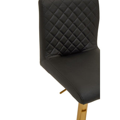 Baina Black Leather Effect Adjustable Bar Chair with Gold Round Base