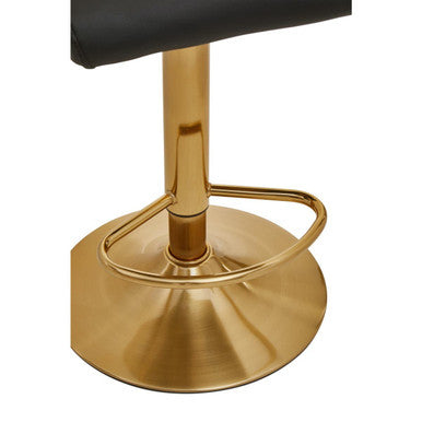 Baina Black Leather Effect Adjustable Bar Chair with Gold Round Base