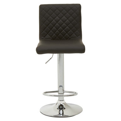 Baina Black Leather Effect Adjustable Bar Chair with Chrome Round Base