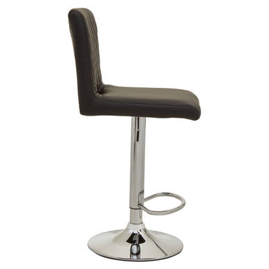 Baina Black Leather Effect Adjustable Bar Chair with Chrome Round Base