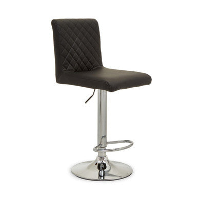 Baina Black Leather Effect Adjustable Bar Chair with Chrome Round Base