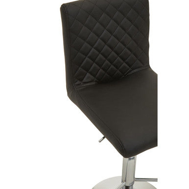 Baina Black Leather Effect Adjustable Bar Chair with Chrome Round Base