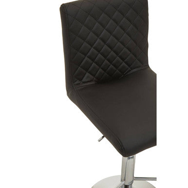 Baina Black Leather Effect Adjustable Bar Chair with Chrome Round Base