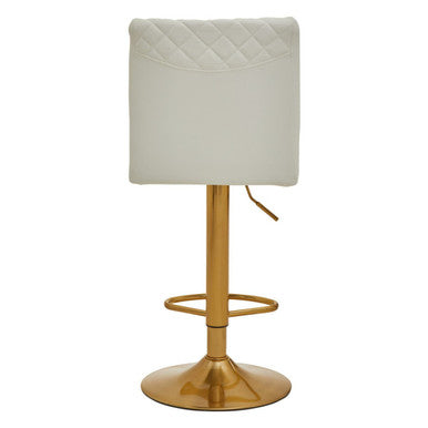 Baina White Leather Effect Adjustable Bar Chair with Gold Finish Base