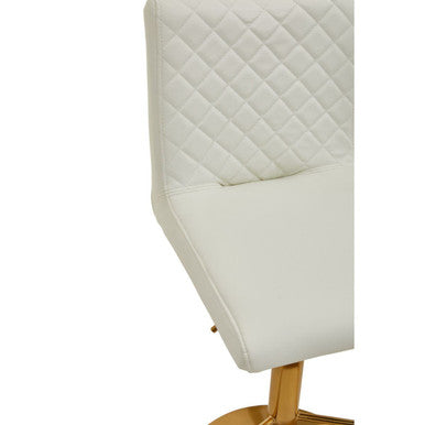 Baina White Leather Effect Adjustable Bar Chair with Gold Finish Base