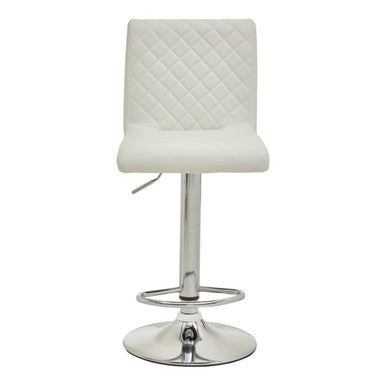Baina White Leather Effect Adjustable Bar Chair with Chrome Round Base