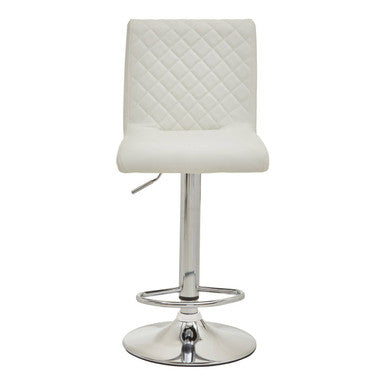 Baina White Leather Effect Adjustable Bar Chair with Chrome Round Base